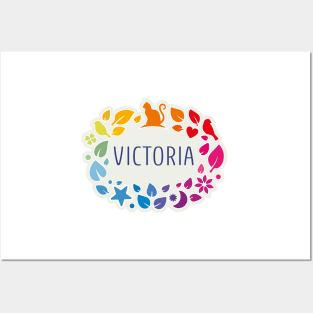 Victoria name with colorful leaves Posters and Art